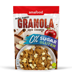 Granola AMAFOOD jabolko in cimet, brez glutena, 200 g