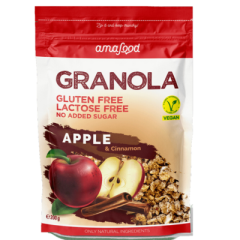 Granola AMAFOOD jabolko in cimet, brez glutena, 200 g